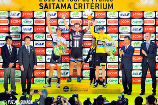 見事にメインレースを制し、さいたまクリテリウム初優勝を飾ったジョン・デゲンコルブ選手（チーム ジャイアント・アルペシン）。&nbsp;&nbsp;